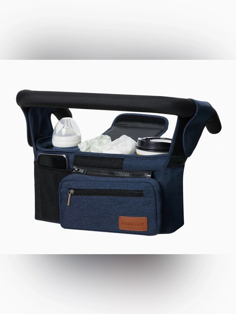 Momcozy Universal Stroller Organizer with Insulated Cup Holder - Blue